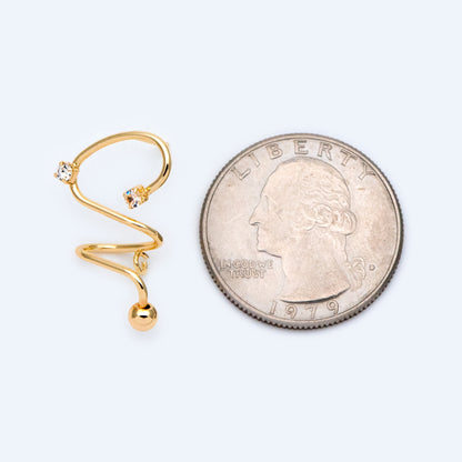 4pcs Spiral Earring with Loop, 18K Gold plated Brass, Spin In Earrings, Wire Earrings (#GB-1419)