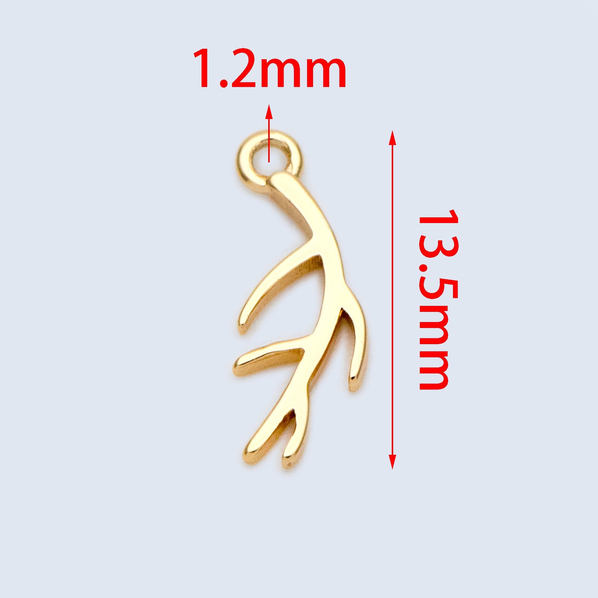 10pcs Gold Branch Charms 13.5mm, 18K Gold plated Brass Branch Pendants (GB-1421)