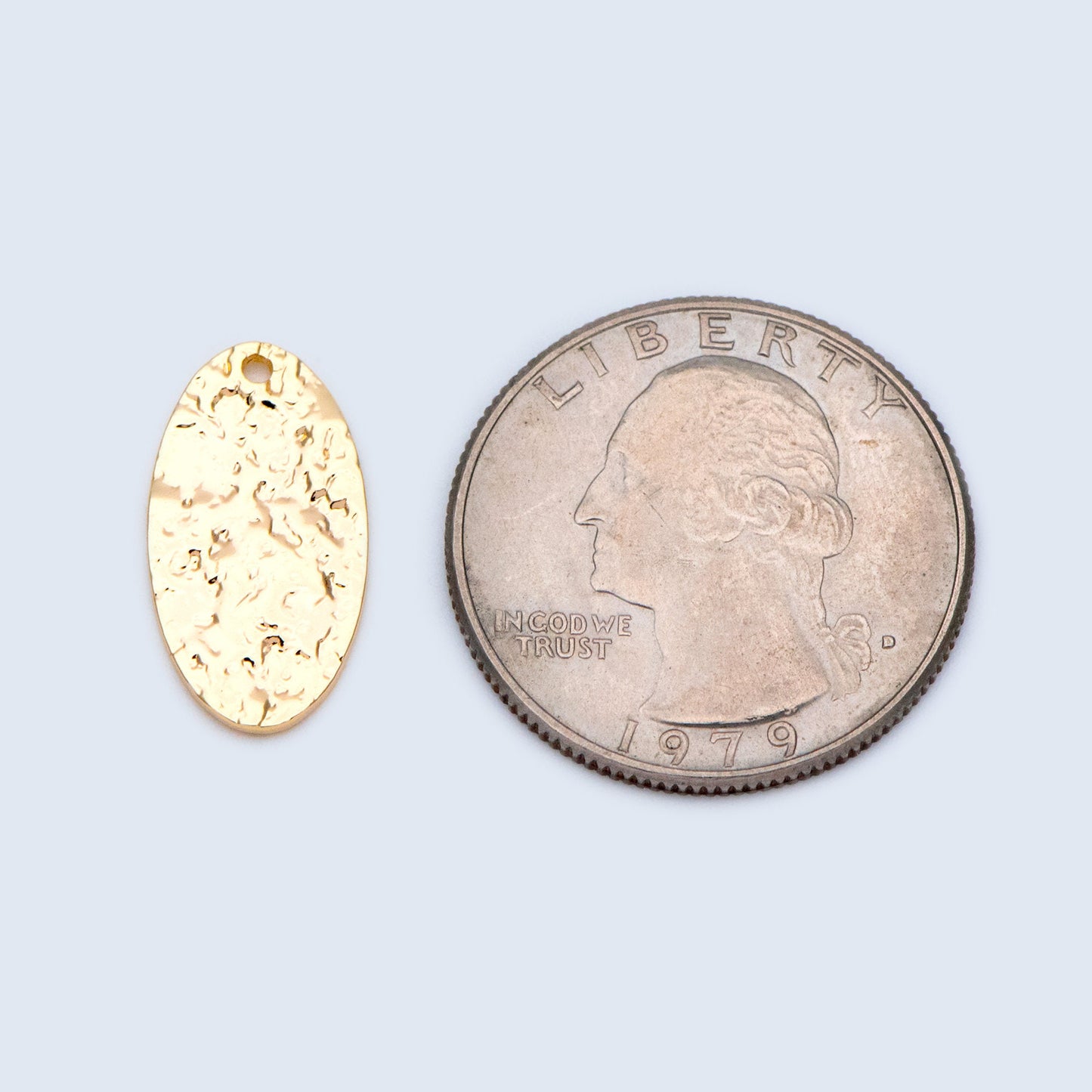 10pcs Gold Oval Disc Pendants 19x10mm, Gold plated Brass Geometric Hammered Charms (GB-1422-H)