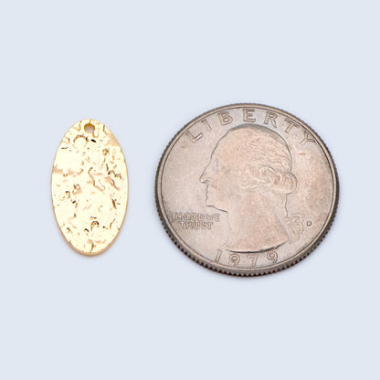 10pcs Gold Oval Disc Pendants 19x10mm, Gold plated Brass Geometric Hammered Charms (GB-1422-H)