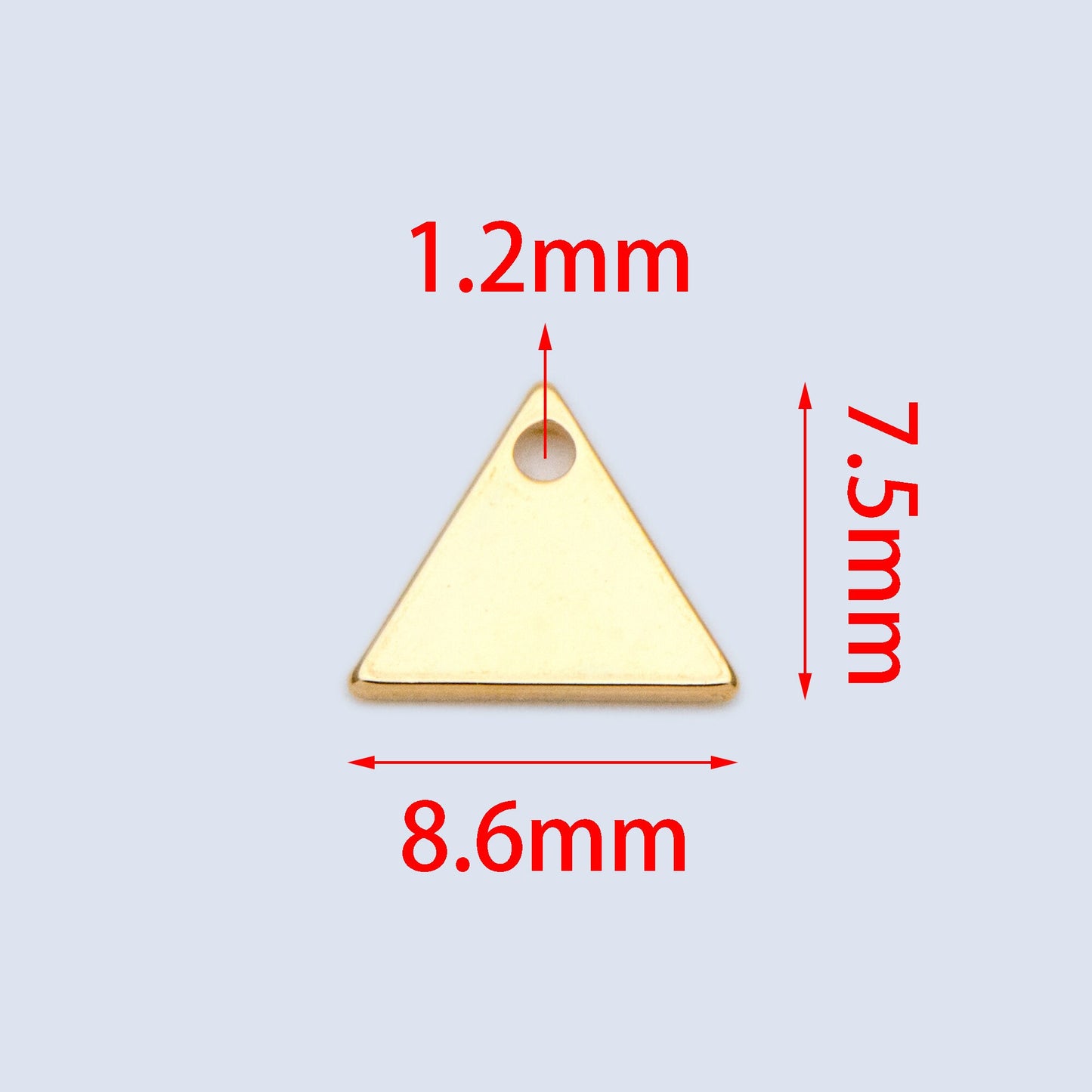 10pcs Gold plated Brass Triangle Charms 8.6mm, Geometric Triangle Disc Pendants (GB-1426)