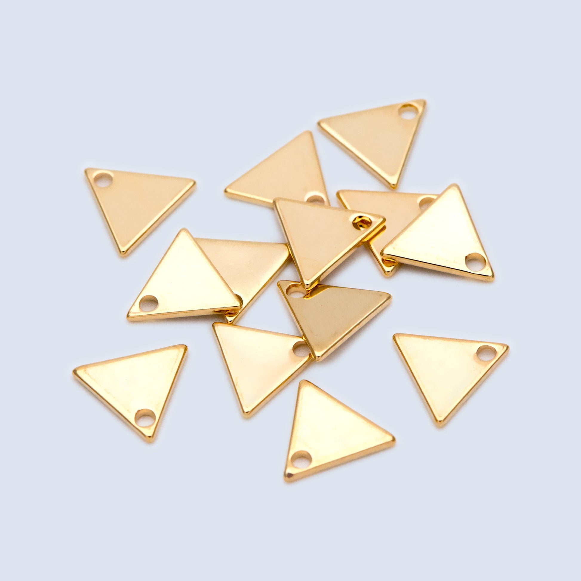 10pcs Gold plated Brass Triangle Charms 8.6mm, Geometric Triangle Disc Pendants (GB-1426)