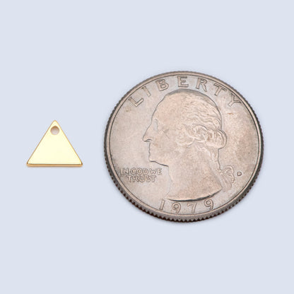 10pcs Gold plated Brass Triangle Charms 8.6mm, Geometric Triangle Disc Pendants (GB-1426)