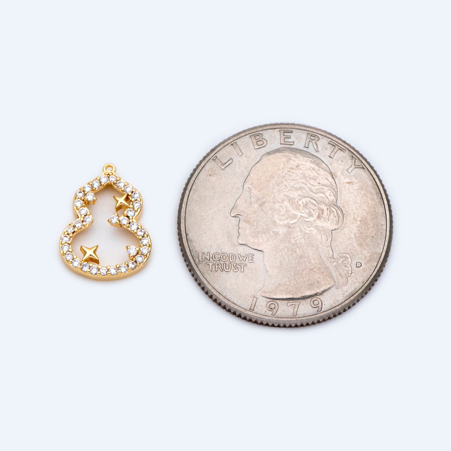 4pcs Gold/ Silver Tone CZ Pave Gourd Charms 13.5x10.5mm, Real Gold plated Brass, Bottle Gourds Pendants (GB-1433-1)