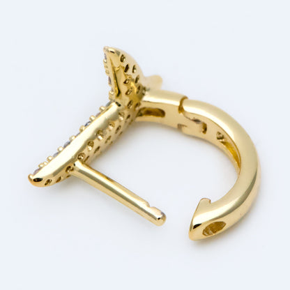 4pcs CZ Pave Gold Whale Tail Click-in Style Lever Back Earring, Earring Findings (GB-1341)