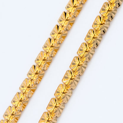 Gold plated Brass Specialty Chains 8mm, Flower Link Chain Findings Wholesale (#LK-414)/ 1 Meter=3.3 ft