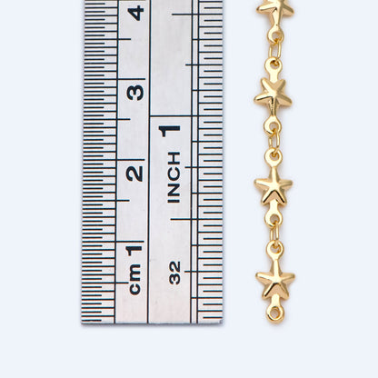Gold Star Chain, 18K Real Gold plated Brass Chain, Quality Chain for Necklace Wholesale (#LK-418)/ 1 Meter=3.3ft