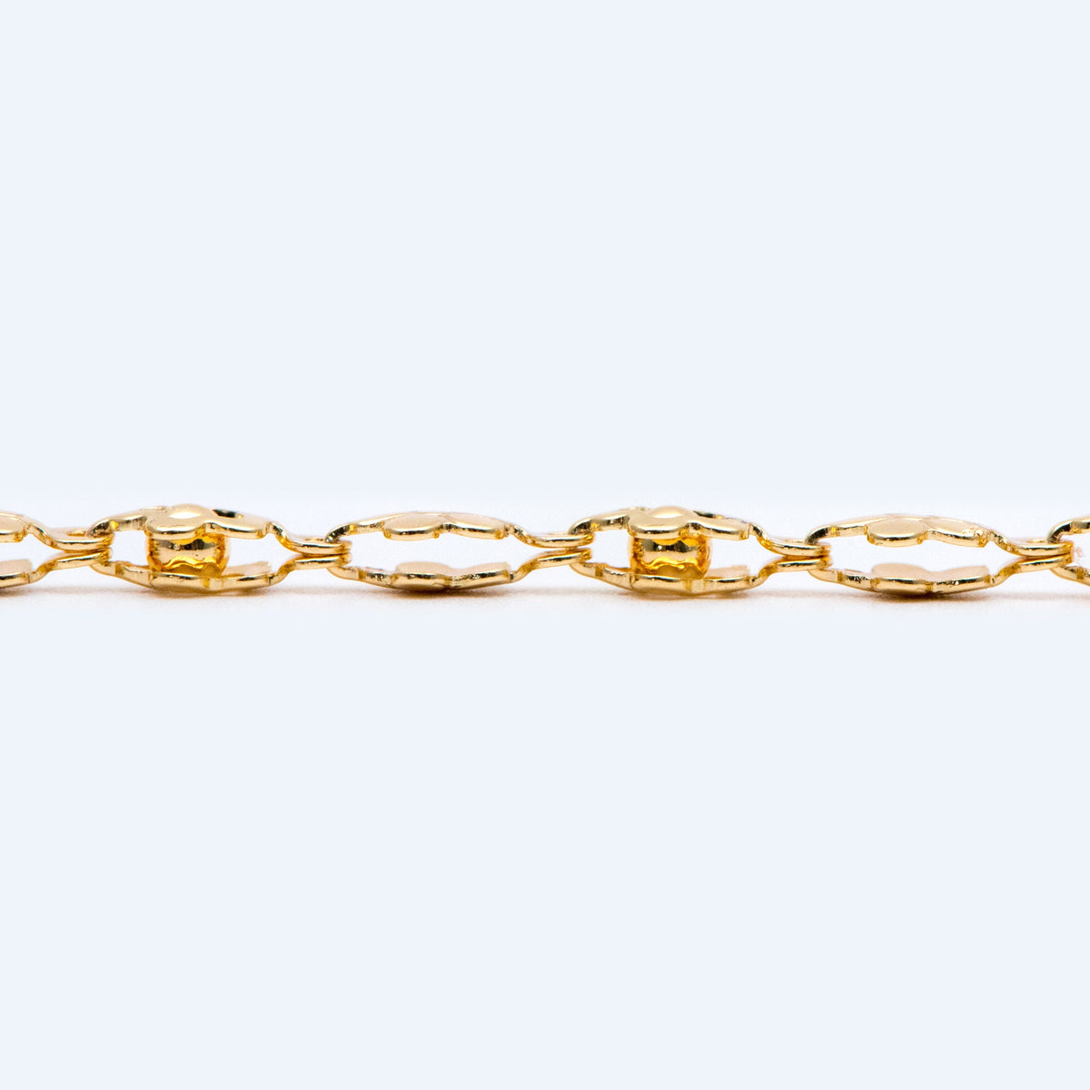 Gold Beaded Flower Chain 5.8mm, 18K Gold plated Brass, Quality Chain for DIY Jewelry (#LK-416)/ 1 Meter=3.3 ft
