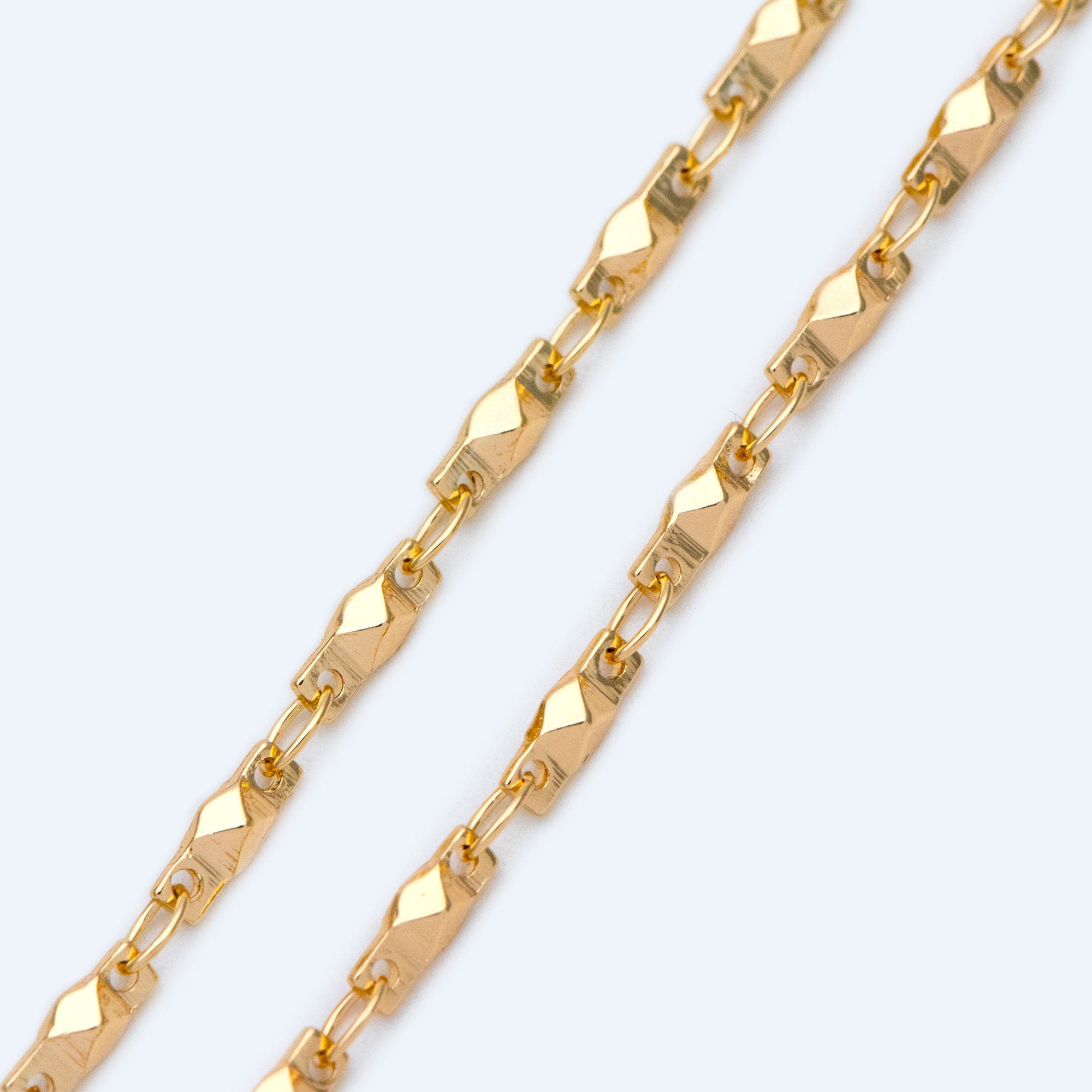 Gold plated Brass Link Chains 2.6mm, Floral Specialty Chains for DIY Necklace (#LK-401)/ 1 Meter=3.3 ft