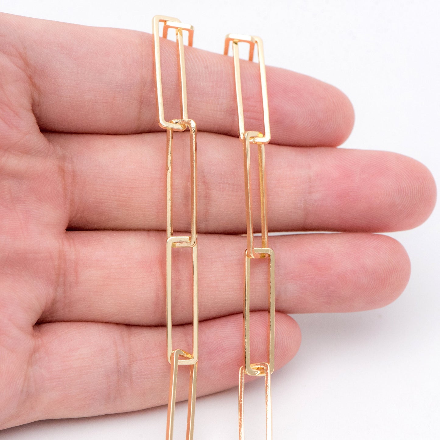 Gold plated Brass Chain, Rectangle Link Chain for Necklace, Jewelry Making Supply 6x22mm (#LK-405)/ 1 Meter=3.3 ft