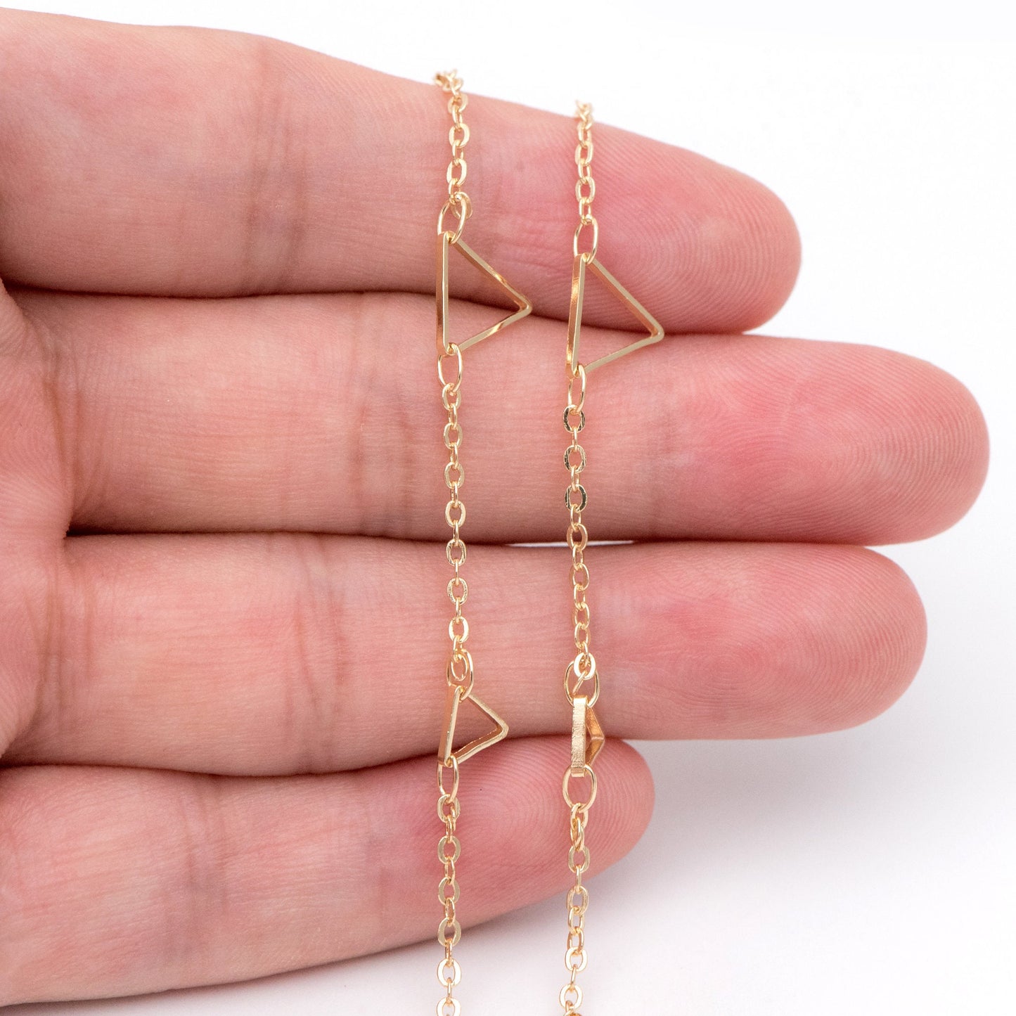 Gold Triangle Chain, 18K Real Gold plated on Brass, DIY Geometric Chain Wholesale (#LK-402)/ 1 Meter=3.3ft