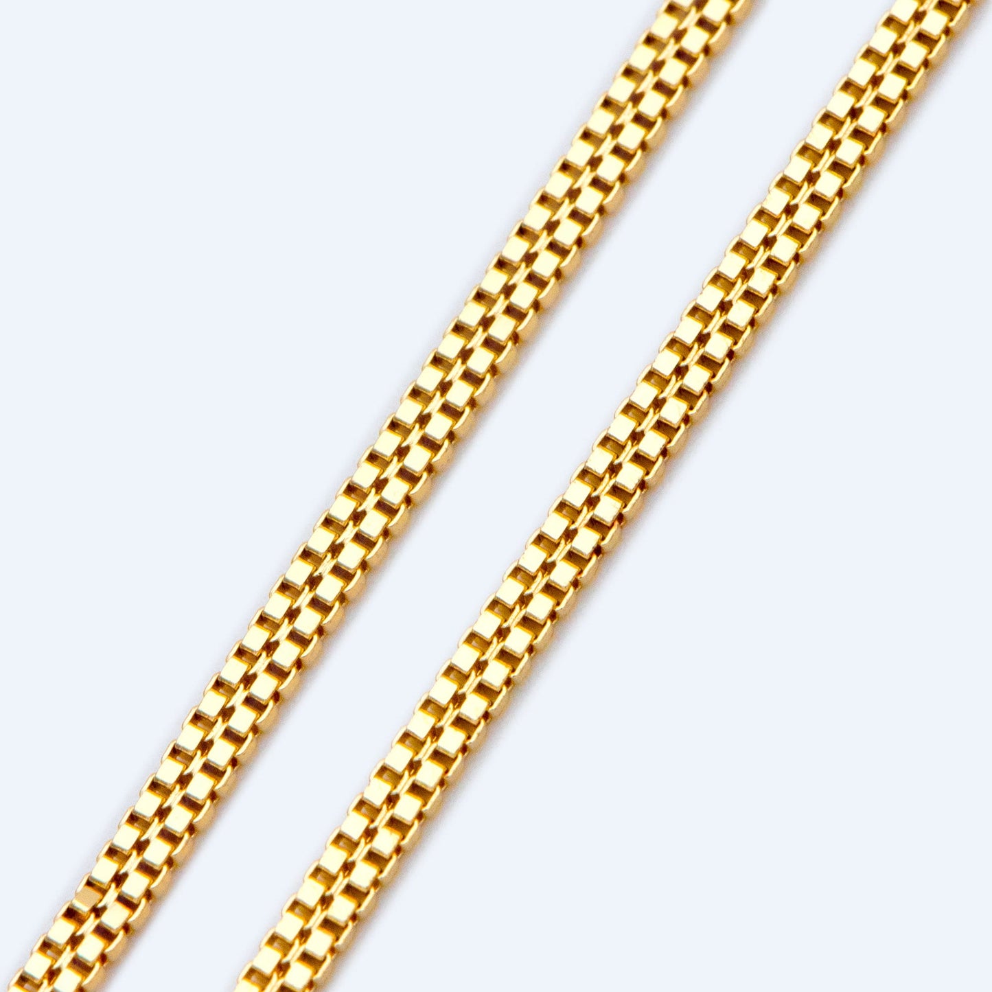 Gold plated Brass Flat Box Chain 2x1mm, Wholesale Craft Supplies Findings (#LK-410)/ 1 Meter=3.3 ft