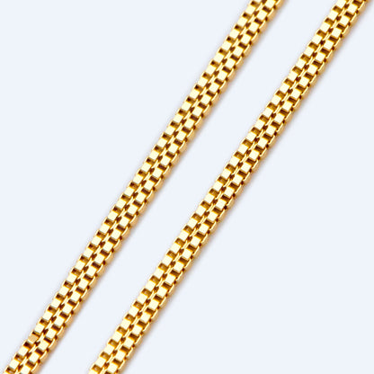 Gold plated Brass Flat Box Chain 2x1mm, Wholesale Craft Supplies Findings (#LK-410)/ 1 Meter=3.3 ft