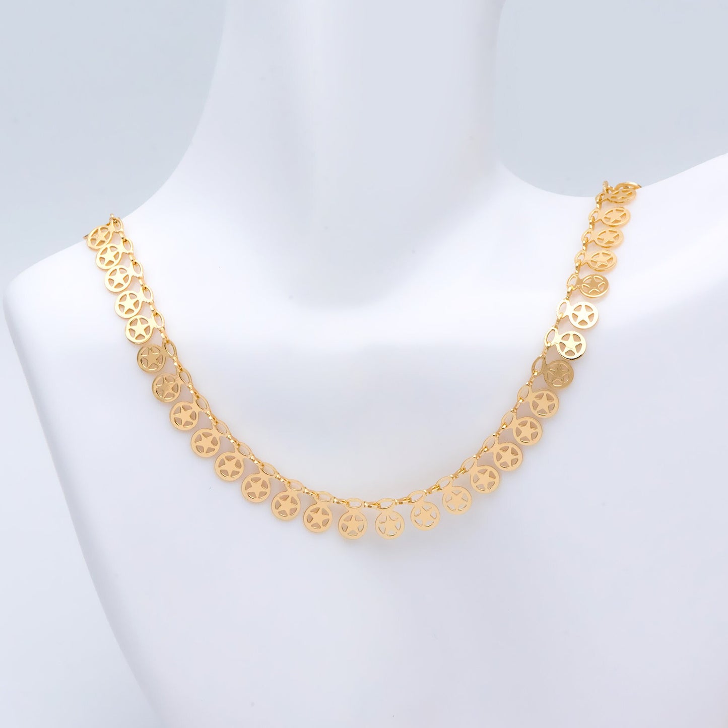 Gold Star Charm chain, 18K Real Gold plated Brass Chain, Quality Chain for Necklace Wholesale (#LK-417)/ 1 Meter=3.3ft