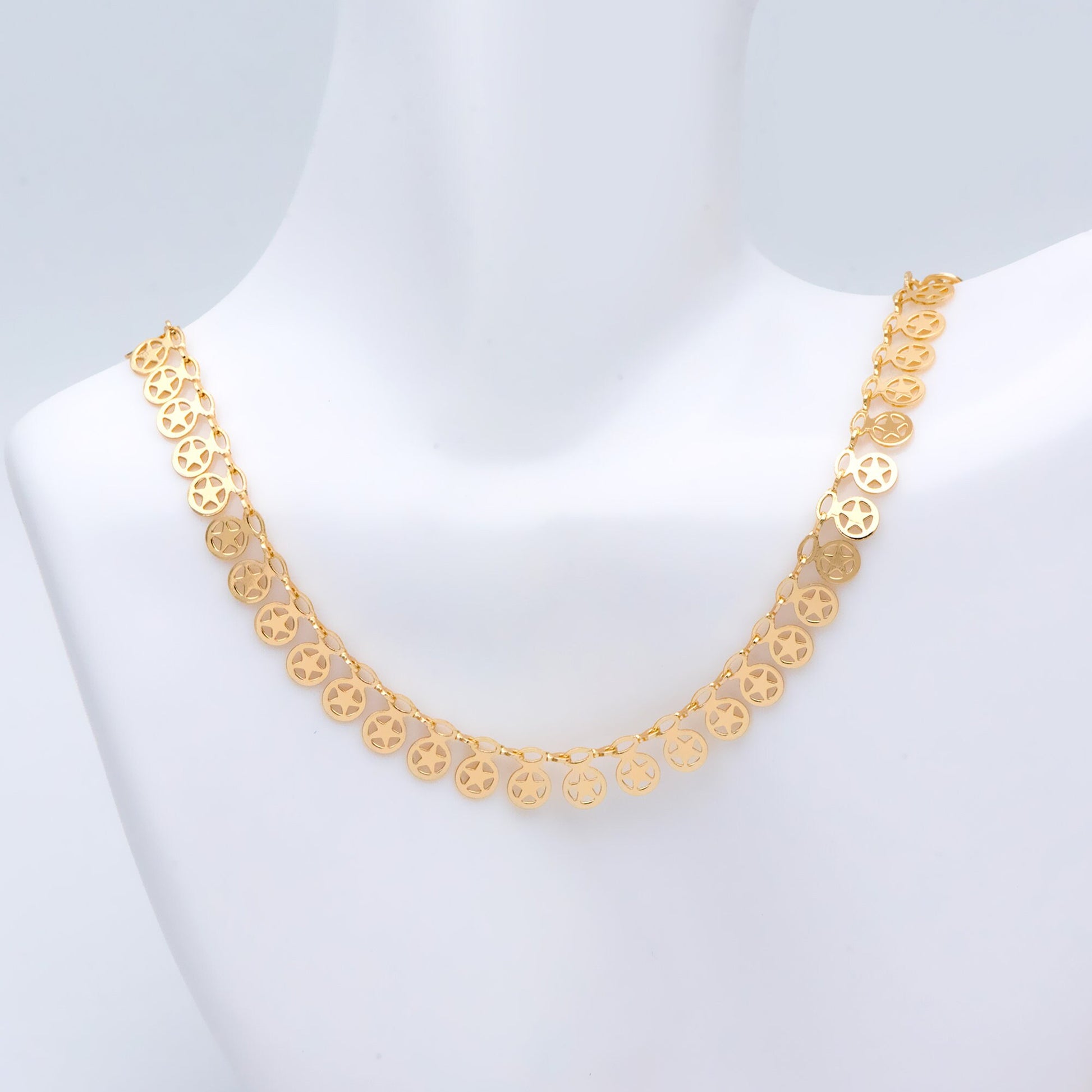 Gold Star Charm chain, 18K Real Gold plated Brass Chain, Quality Chain for Necklace Wholesale (#LK-417)/ 1 Meter=3.3ft