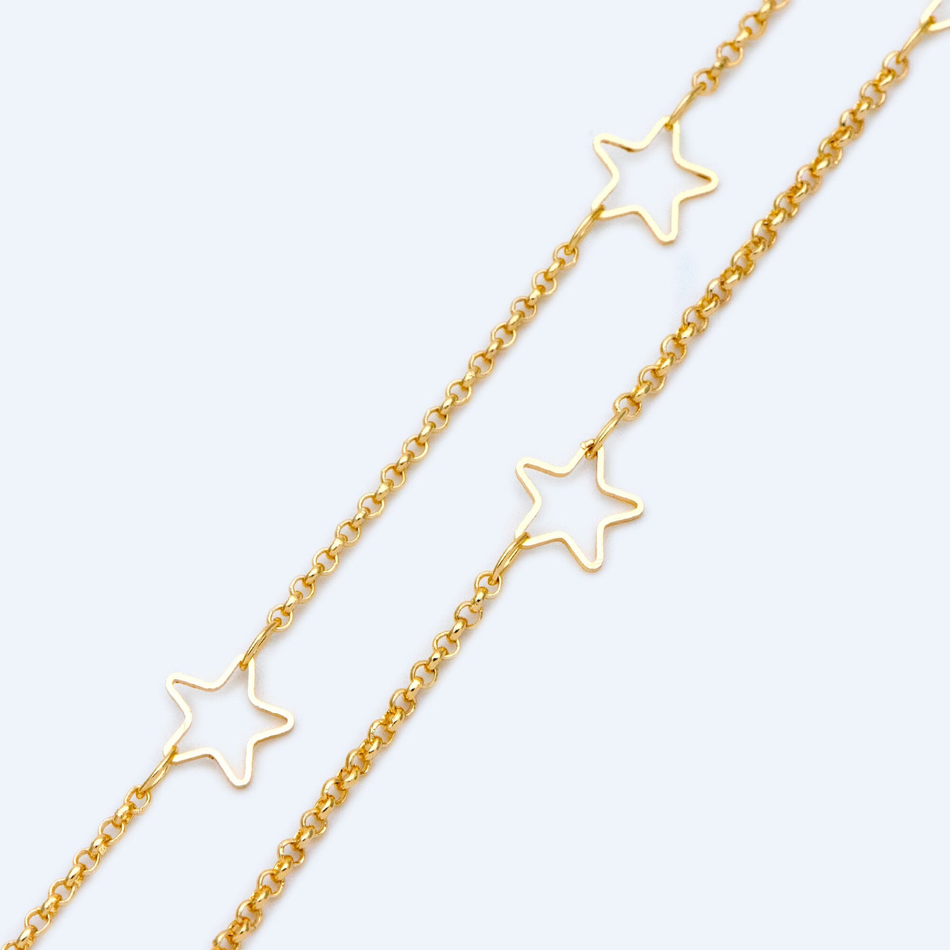 Star Chain, 18K Gold plated Brass, Bulk small cable chain Wholesale (#LK-421)/ 1 Meter=3.3ft