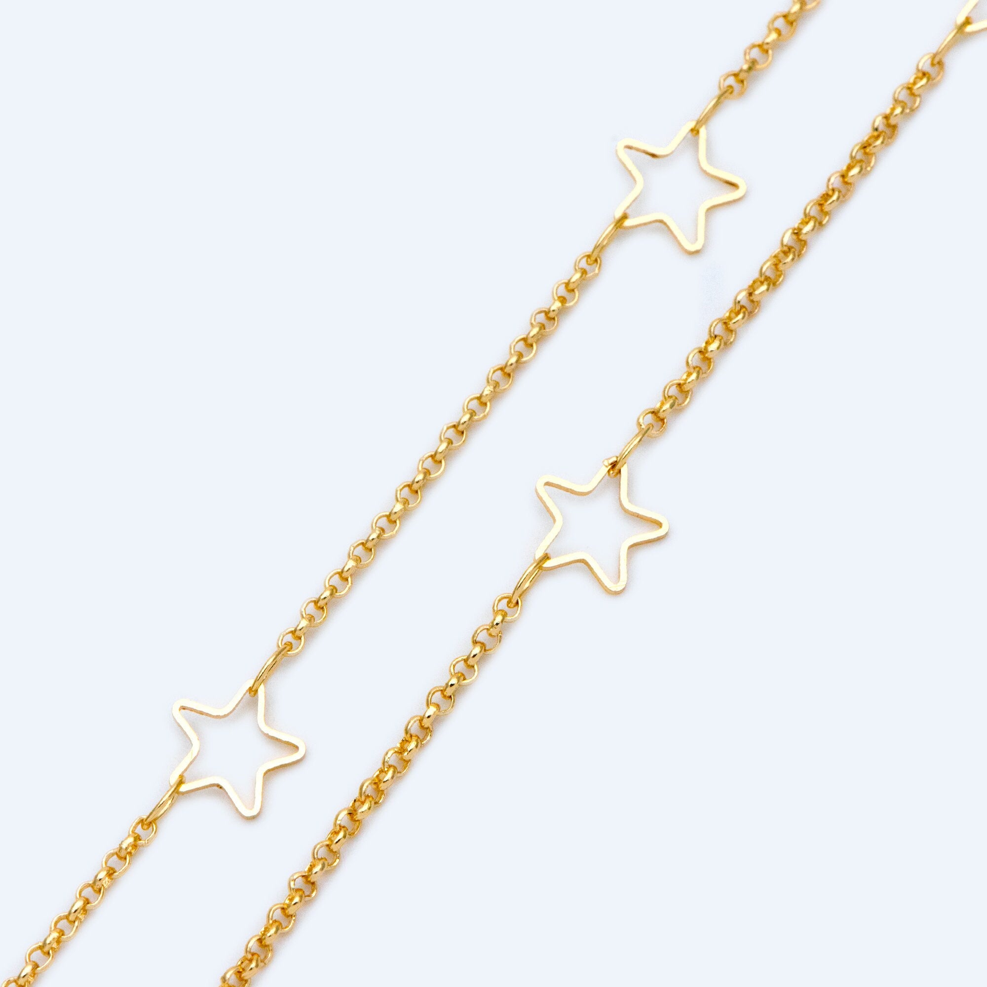 Star Chain, 18K Gold plated Brass, Bulk small cable chain Wholesale (#LK-421)/ 1 Meter=3.3ft