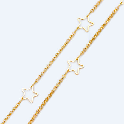 Star Chain, 18K Gold plated Brass, Bulk small cable chain Wholesale (#LK-421)/ 1 Meter=3.3ft