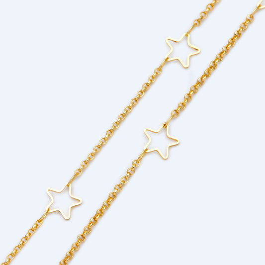 Star Chain, 18K Gold plated Brass, Bulk small cable chain Wholesale (#LK-421)/ 1 Meter=3.3ft