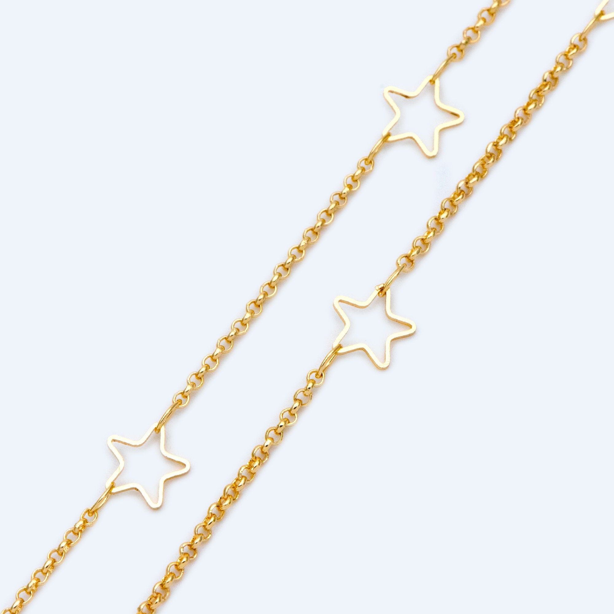 Star Chain, 18K Gold plated Brass, Bulk small cable chain Wholesale (#LK-421)/ 1 Meter=3.3ft