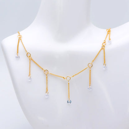 Gold Cable Chains with Clear CZ, Gold plated Brass Chain Wholesale, Jewelry Supply(#LK-420)/ 1 Meter=3.3 ft