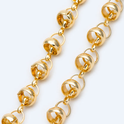 Gold Plated Brass designer Chain, Round Linked Chains, DIY Chain Wholesale (#LK-395)/ 1 Meter=3.3 ft