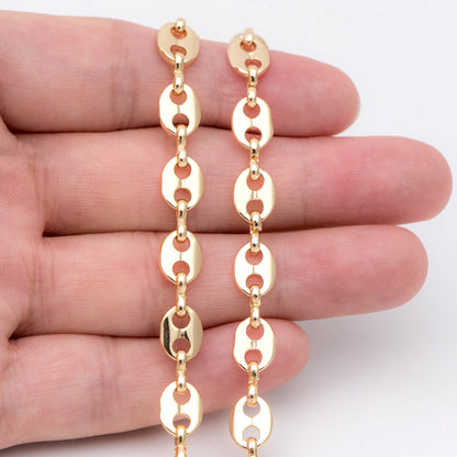 Mariner Link Chain, 8x11mm Oval Coin Chain, Thick Disk Chain, Necklace Chain Wholesale (#LK-396)/ 1 Meter=3.3 ft