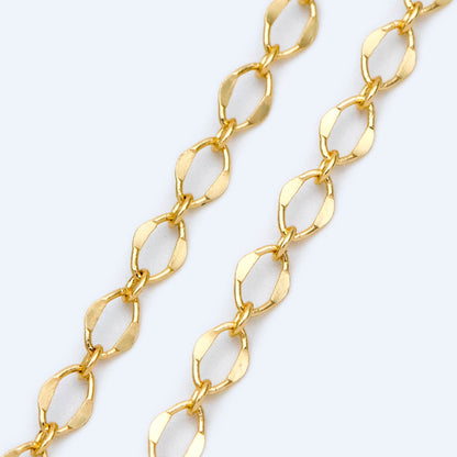 Gold plated Brass Oval Chains 3.5mm, DIY Necklace Findings Wholesale (#LK-383)/ 1 Meter=3.3 ft