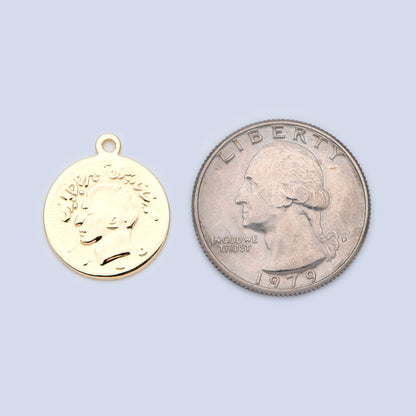 10pcs Gold/ Silver Coin Charms 17mm, Round Coin Disk Pendants, Jewelry Supplies (GB-1746-C)
