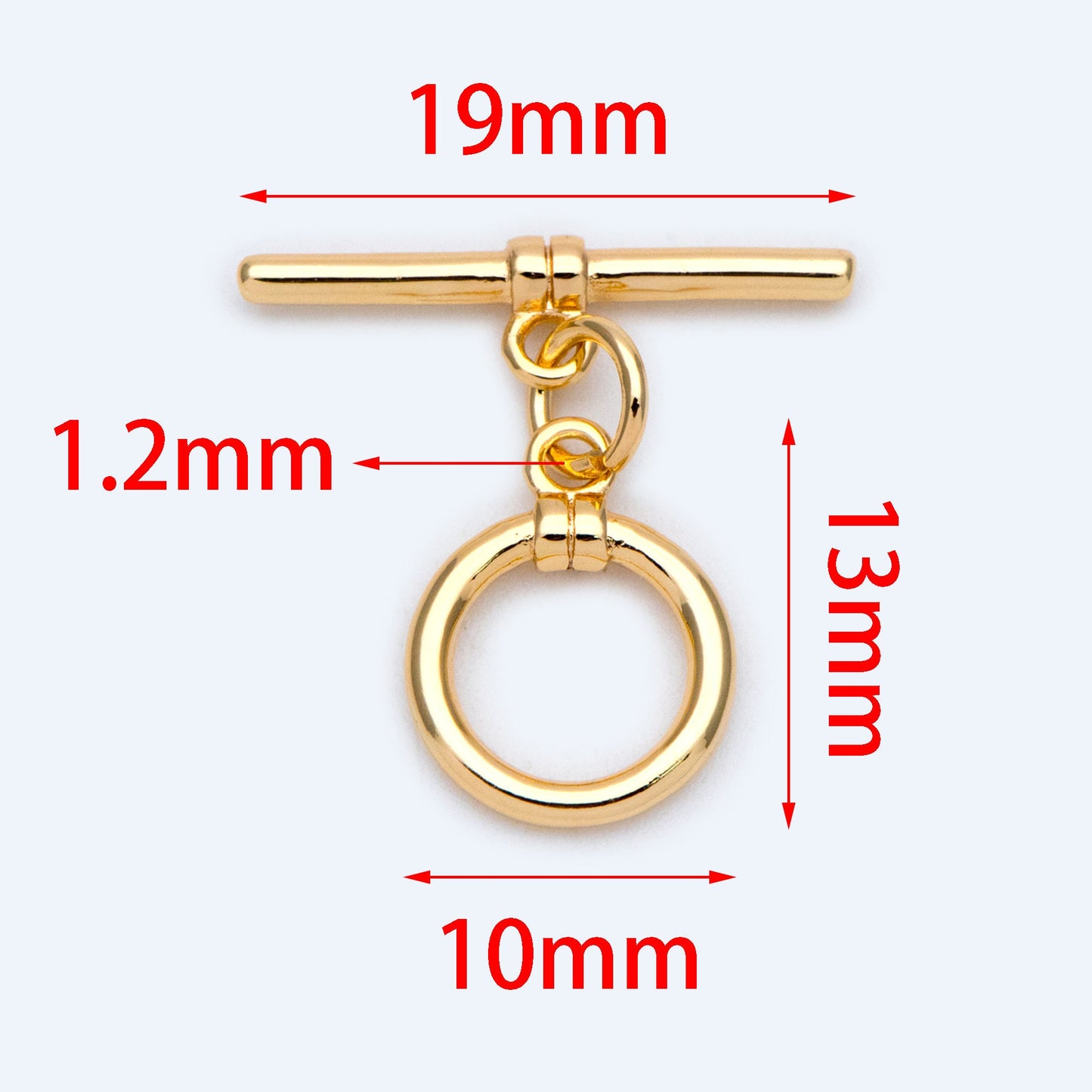10 sets Gold/ Silver Toggle Clasp, Real Gold/ Rhodium plated Brass, Easy Close Clasp 10mm Smooth Round (#GB-1543-D)