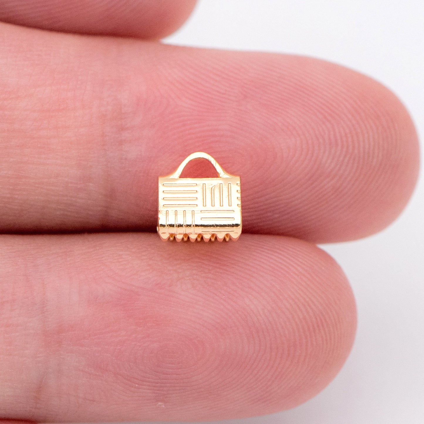 20pcs Gold/ Silver Tone Crimp End Tips, 6/ 10mm Wide End Caps, Gold/ Rhodium plated Brass End Connectors (GB-1420)