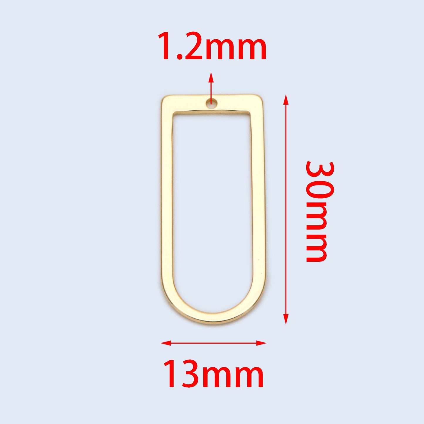 10pcs Gold/ Rhodium plated Brass Geometric Charms,30x13mm D Shaped Pendant (GB-1436)