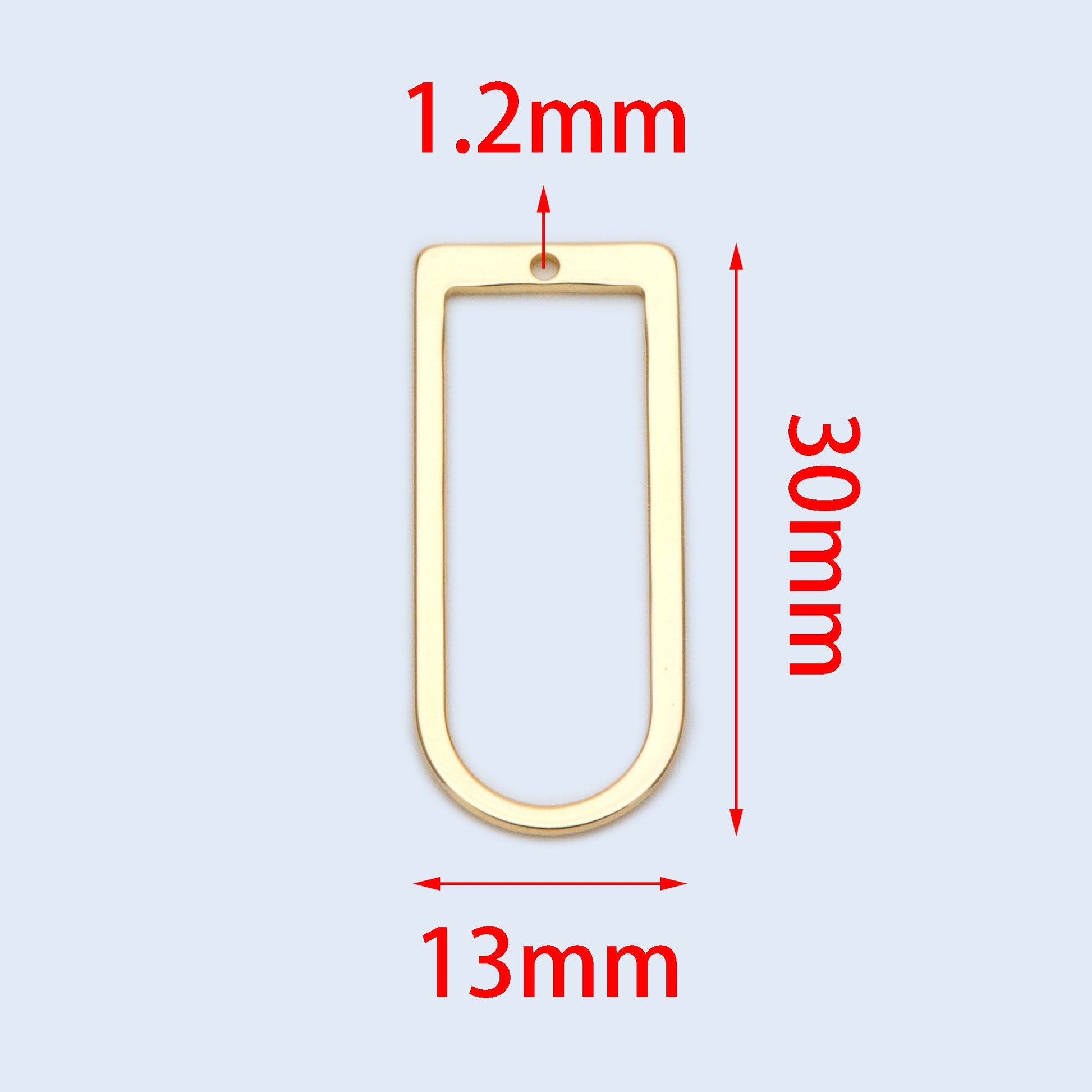 10pcs Gold/ Rhodium plated Brass Geometric Charms,30x13mm D Shaped Pendant (GB-1436)