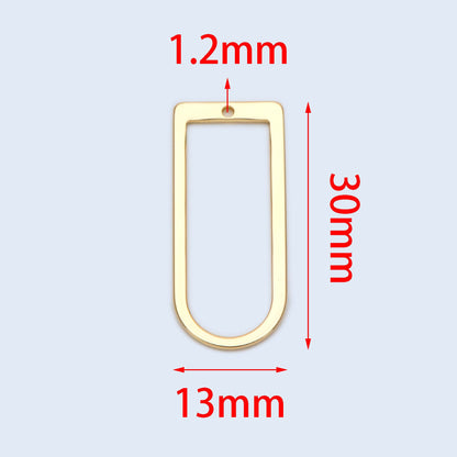 10pcs Gold/ Rhodium plated Brass Geometric Charms,30x13mm D Shaped Pendant (GB-1436)