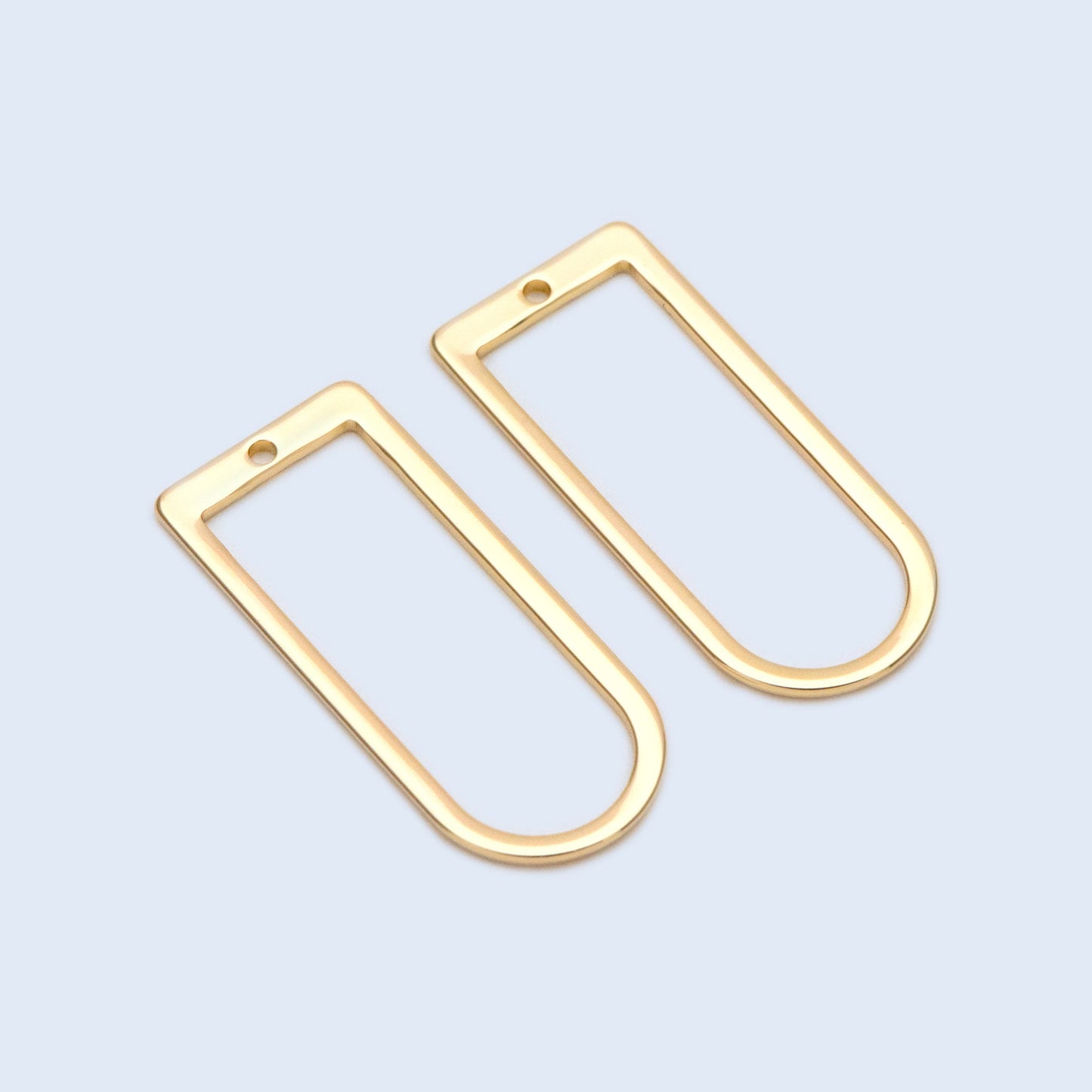 10pcs Gold/ Rhodium plated Brass Geometric Charms,30x13mm D Shaped Pendant (GB-1436)