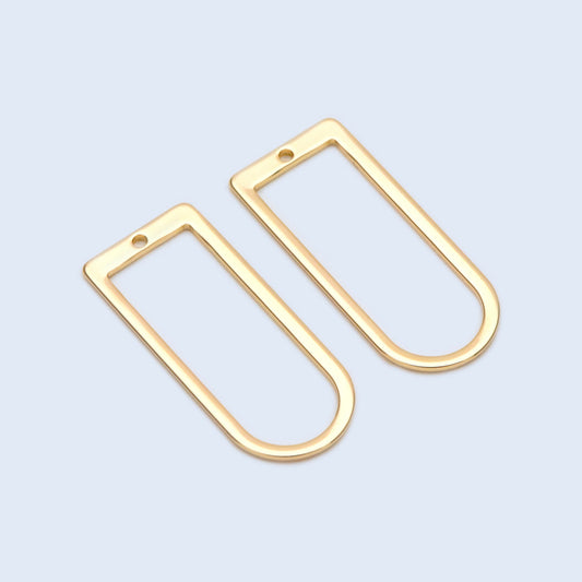 10pcs Gold/ Rhodium plated Brass Geometric Charms,30x13mm D Shaped Pendant (GB-1436)