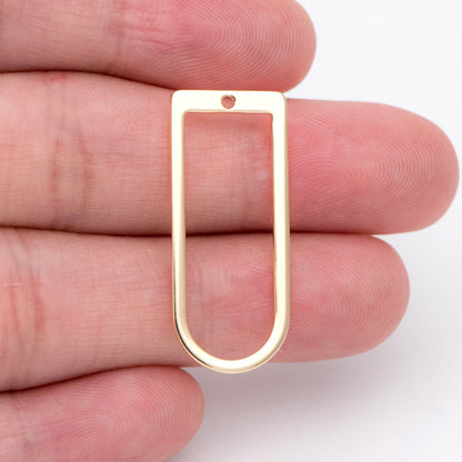 10pcs Gold/ Rhodium plated Brass Geometric Charms,30x13mm D Shaped Pendant (GB-1436)