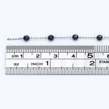 Stainless Steel Rondelle Hematite Beads Chain, 3.2mm Beads, Silver tone DIY Chain Wholesale (#LK-380-5)/ 1 Meter=3.3 ft