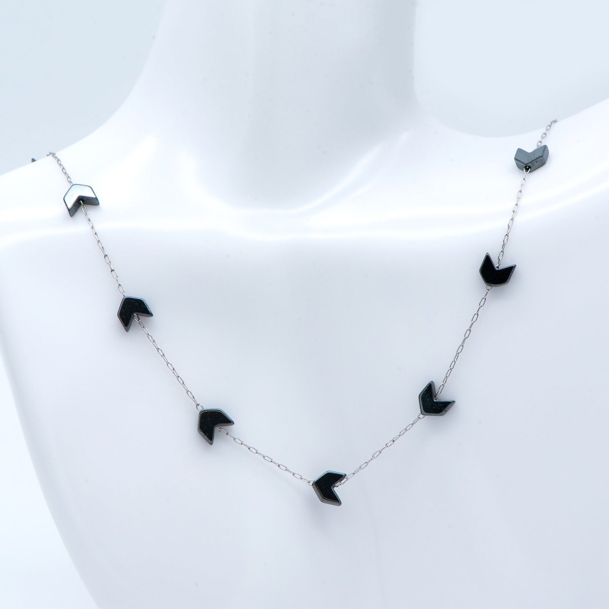 Stainless Steel Arrow Chain, Hematite Beaded Chevron Chain (#LK-380-2)/ 1 Meter=3.3 ft