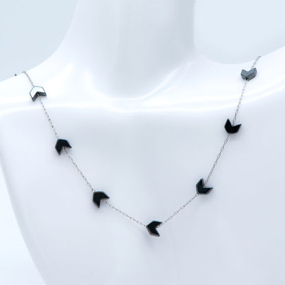 Stainless Steel Arrow Chain, Hematite Beaded Chevron Chain (#LK-380-2)/ 1 Meter=3.3 ft