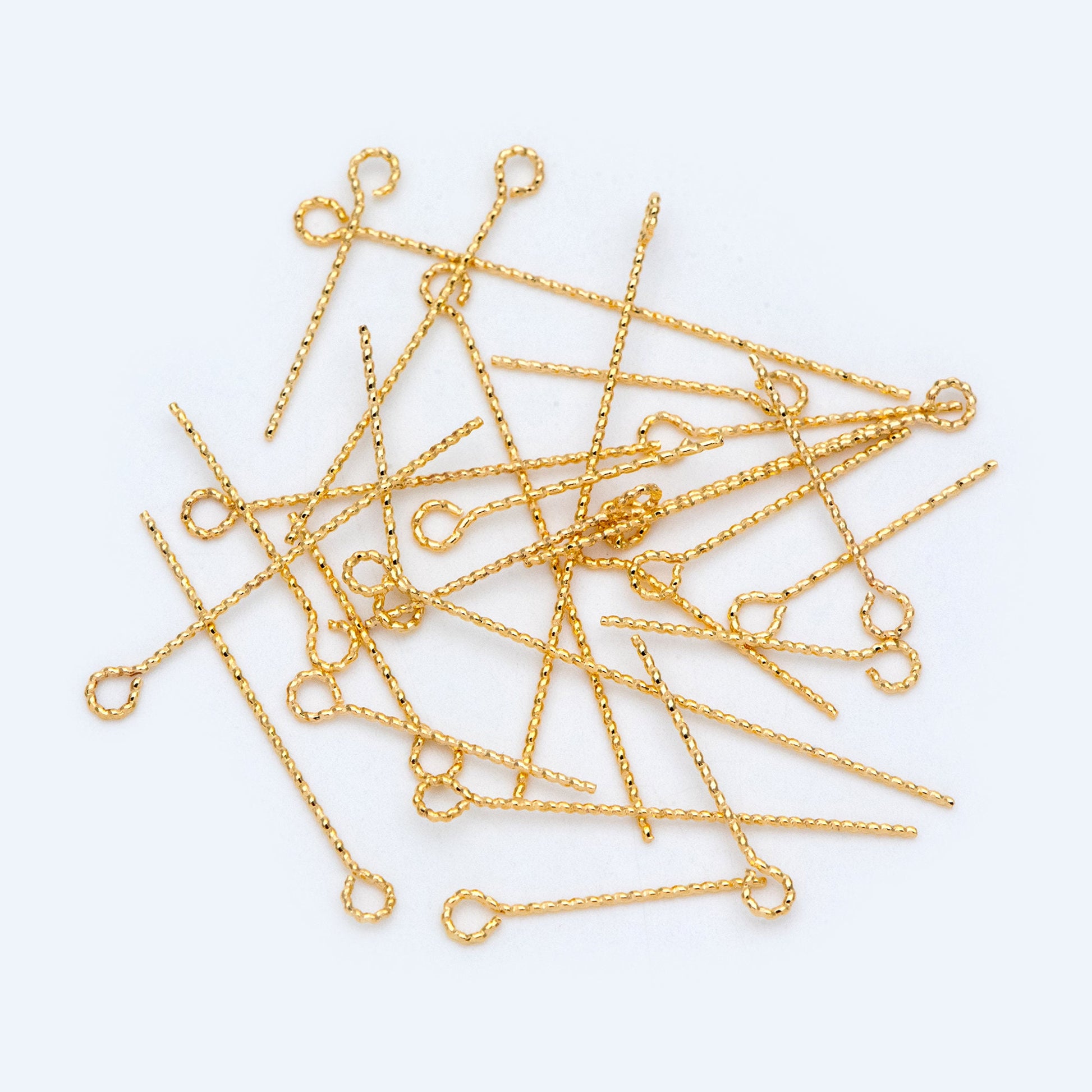 100pcs Gold/ Silver Tone Eye Pins, 20/ 30/ 40mm by 0.7mm, Gold/ Rhodium plated Brass Eyepins Wholesale (GB-1434)