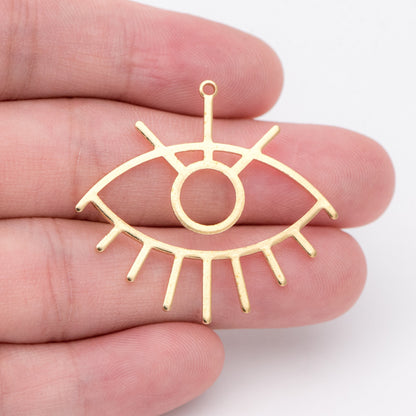10pcs Raw Brass Evil Eye Charm Pendants 36mm (RB-189)