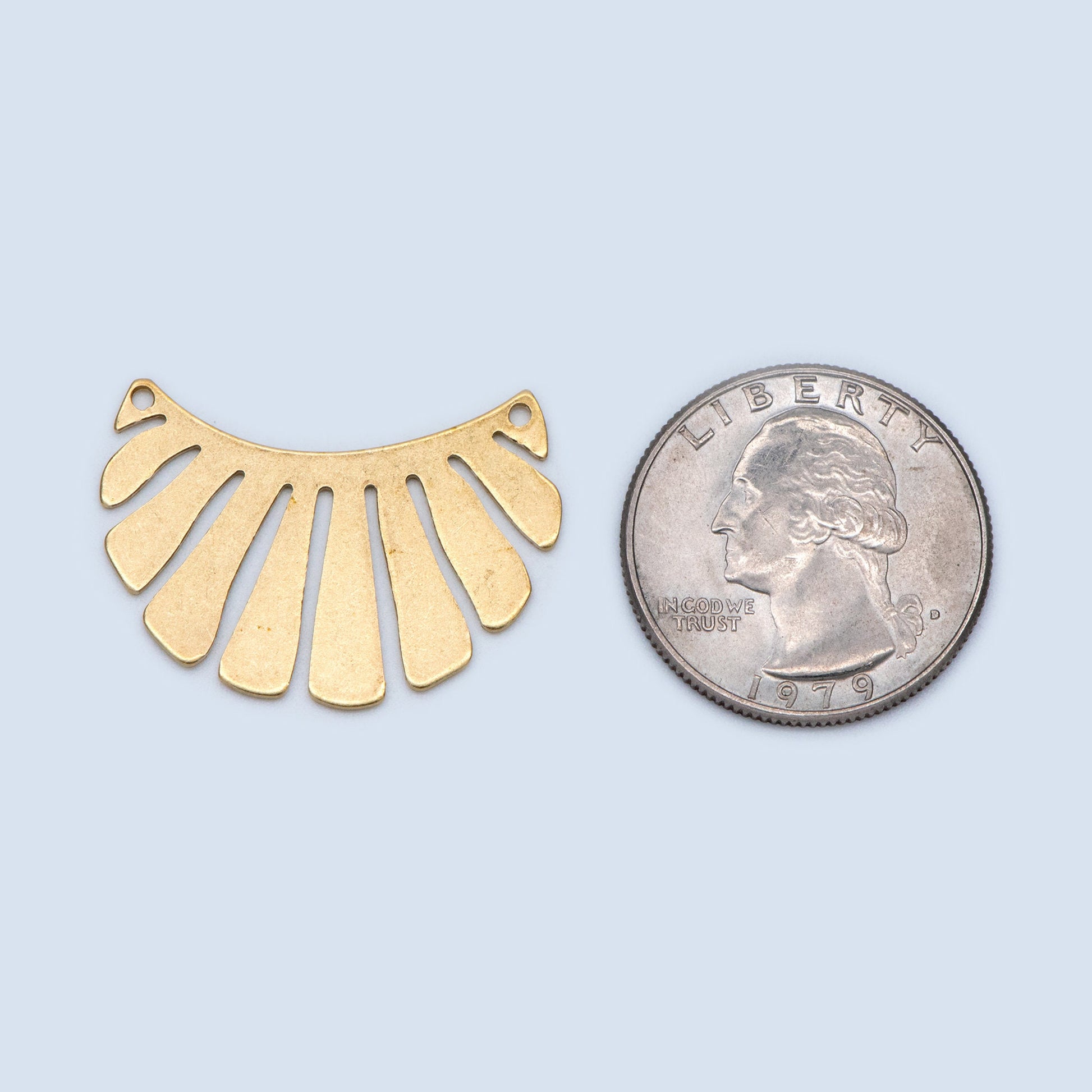 10pcs Raw Brass Leaf Charm Connectors 30x22mm, Solid Brass Fan Pendants Wholesale (RB-190)