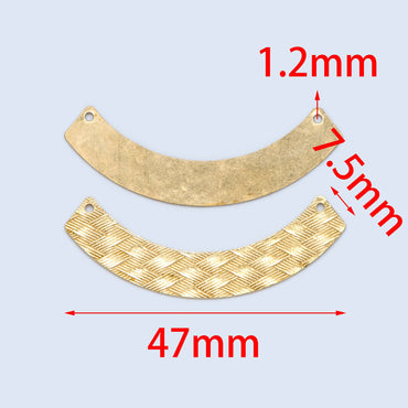 10pcs Raw Brass Curved Bar Connectors 47mm, Solid Brass Charm Pendants Wholesale (RB-191)
