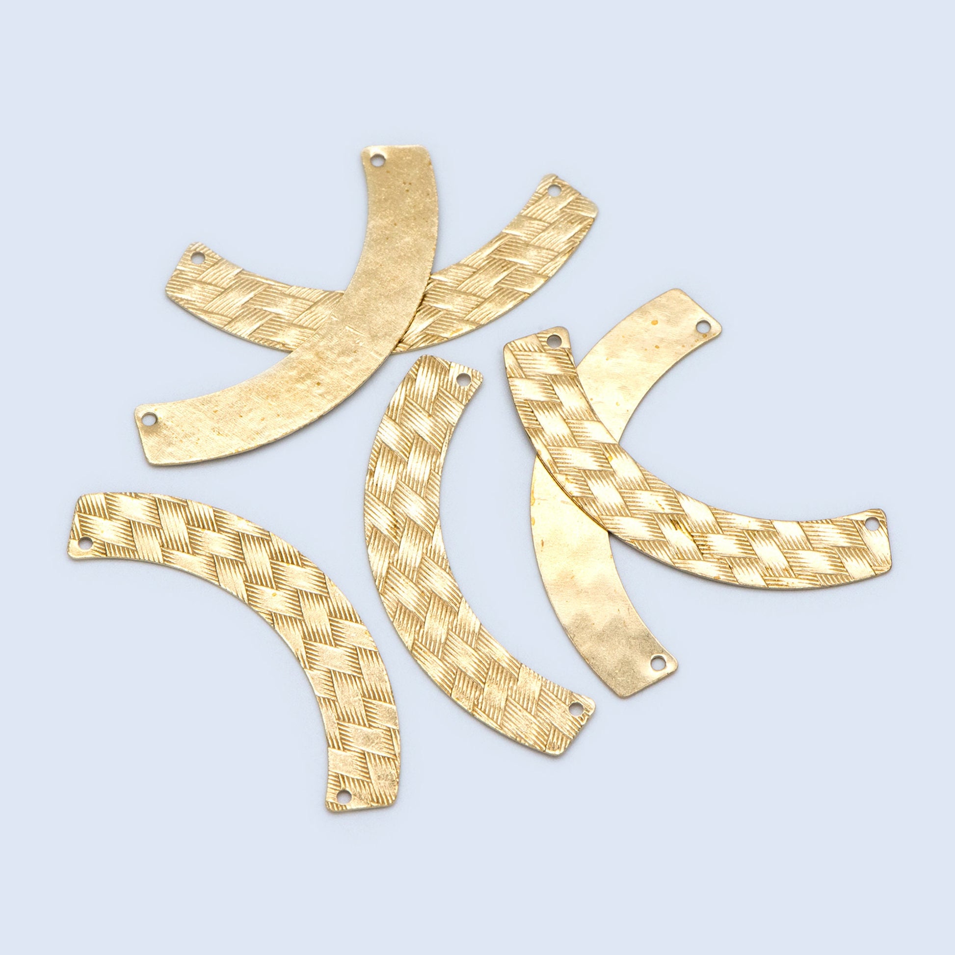 10pcs Raw Brass Curved Bar Connectors 47mm, Solid Brass Charm Pendants Wholesale (RB-191)