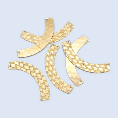 10pcs Raw Brass Curved Bar Connectors 47mm, Solid Brass Charm Pendants Wholesale (RB-191)