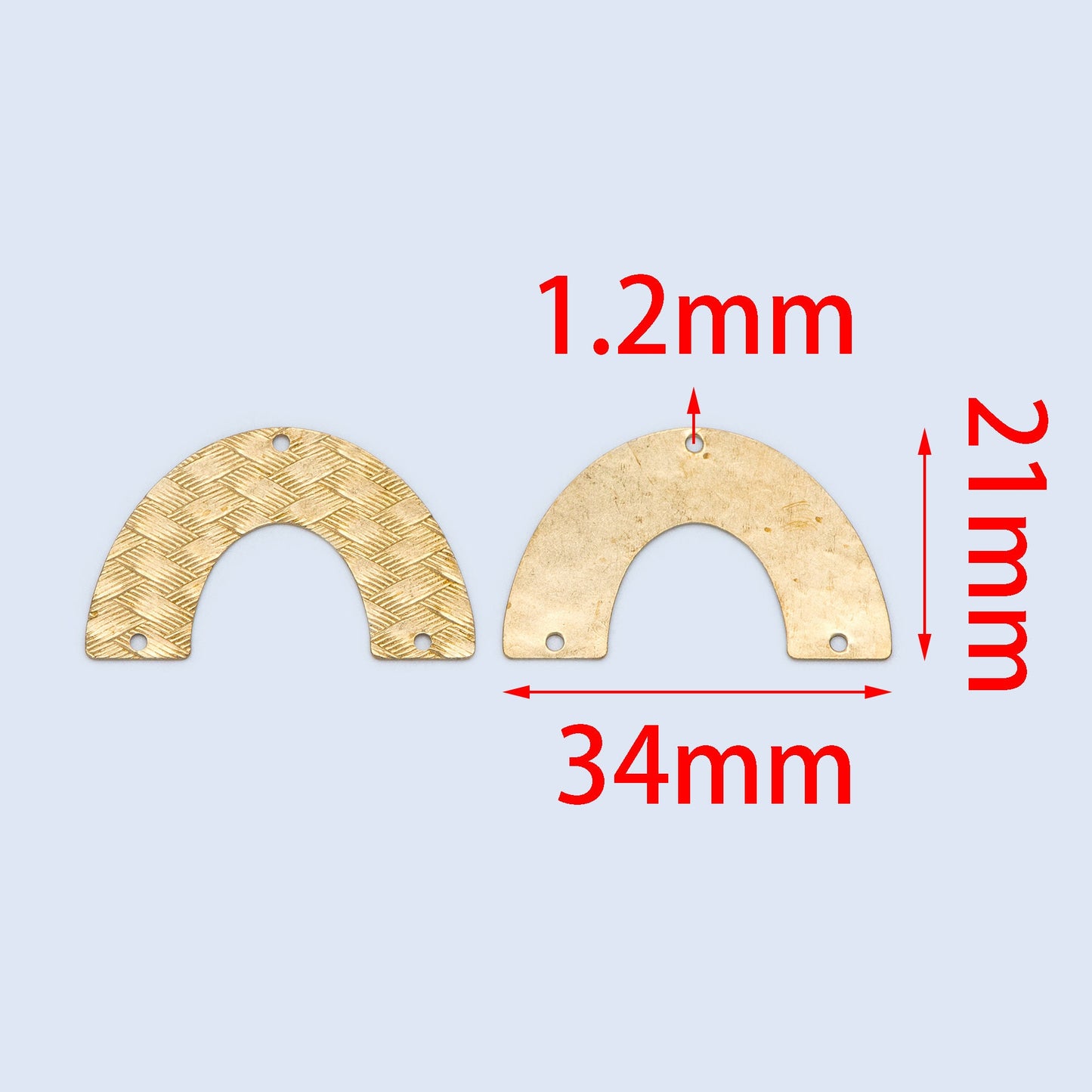 20pcs Raw Brass Fan Charm Connectors 34x21mm, Rainbow Shaped Brass Pendants Wholesale (RB-194)