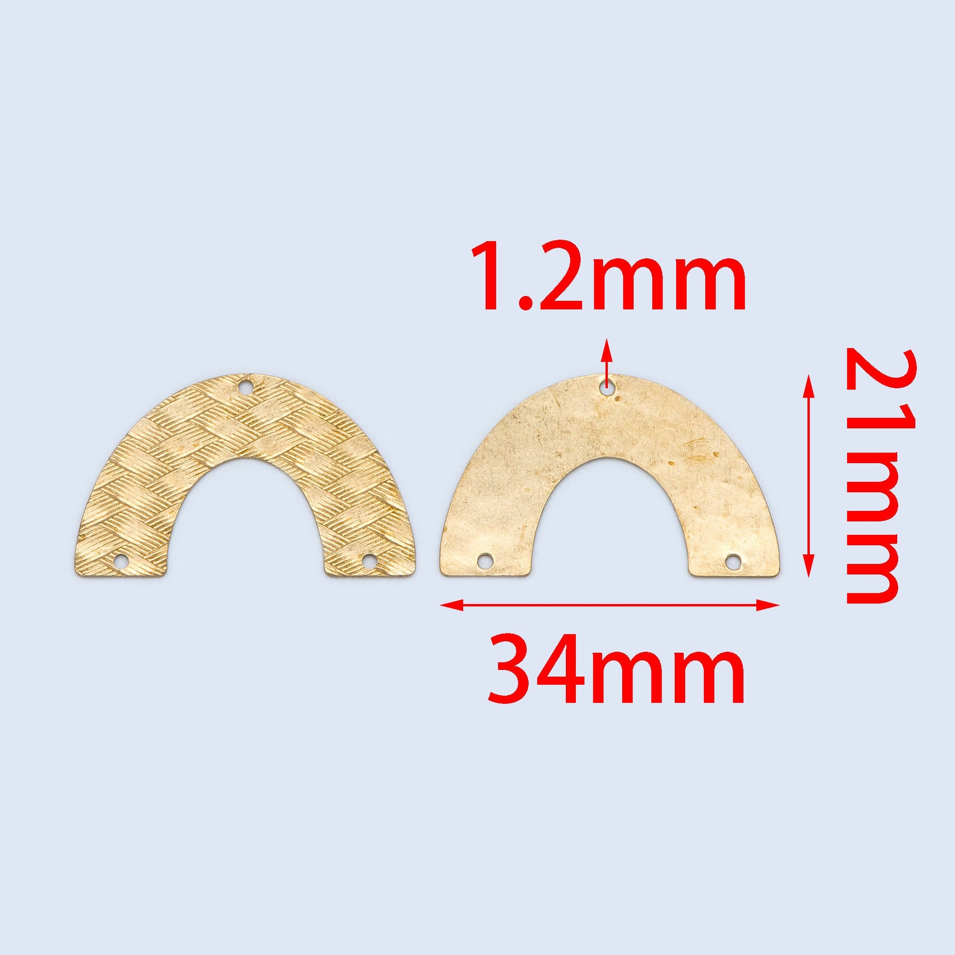 20pcs Raw Brass Fan Charm Connectors 34x21mm, Rainbow Shaped Brass Pendants Wholesale (RB-194)