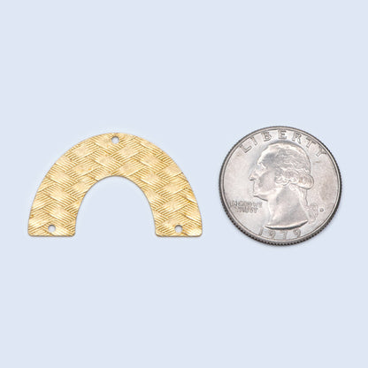 20pcs Raw Brass Fan Charm Connectors 34x21mm, Rainbow Shaped Brass Pendants Wholesale (RB-194)