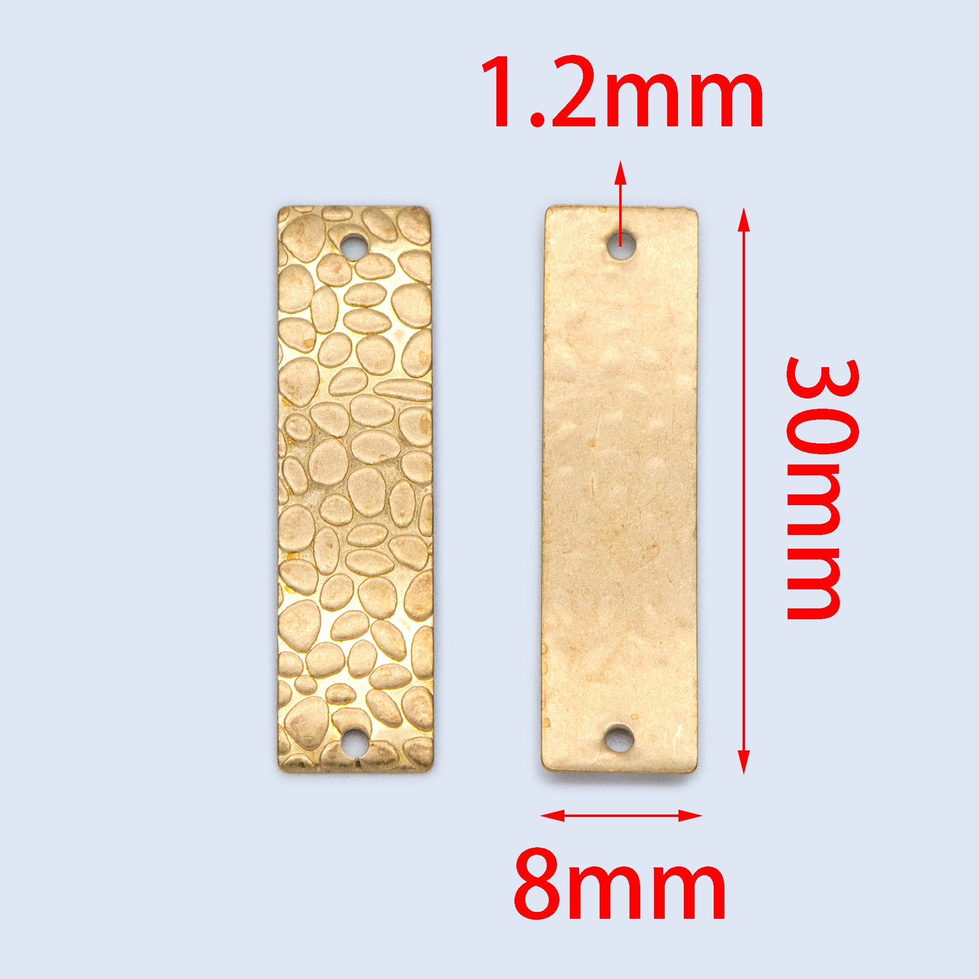 20pcs Raw Brass Rectangle Connectors 30x8mm, Yellow Brass Square Charm Pendants (RB-195)